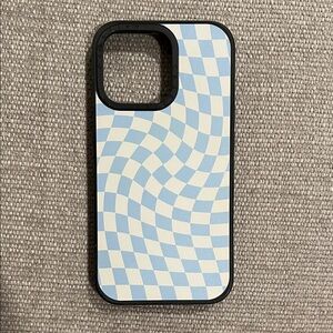 CASETIFY Blue and White Checkered iPhone 13 pro Case